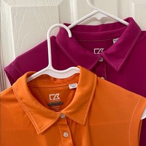 2 sold together Cutter & Buck Ladies Orange and Pink Polo Shirts -